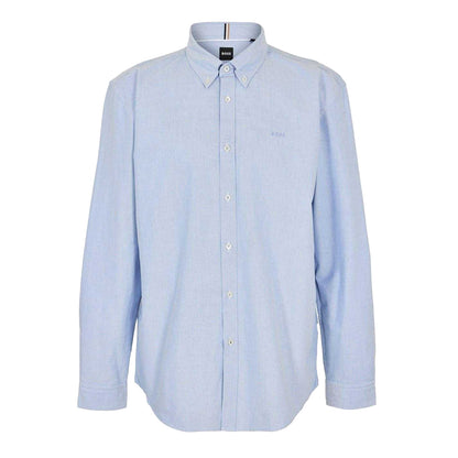 Light Blue - Front - Boss Mens Plain Long-Sleeved Shirt