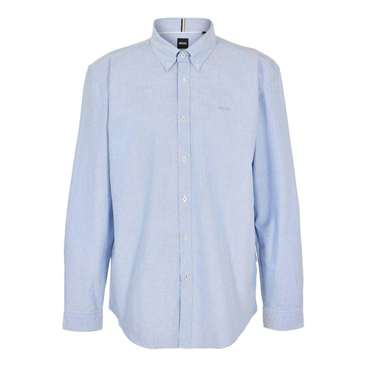 Light Blue - Front - Boss Mens Plain Long-Sleeved Shirt