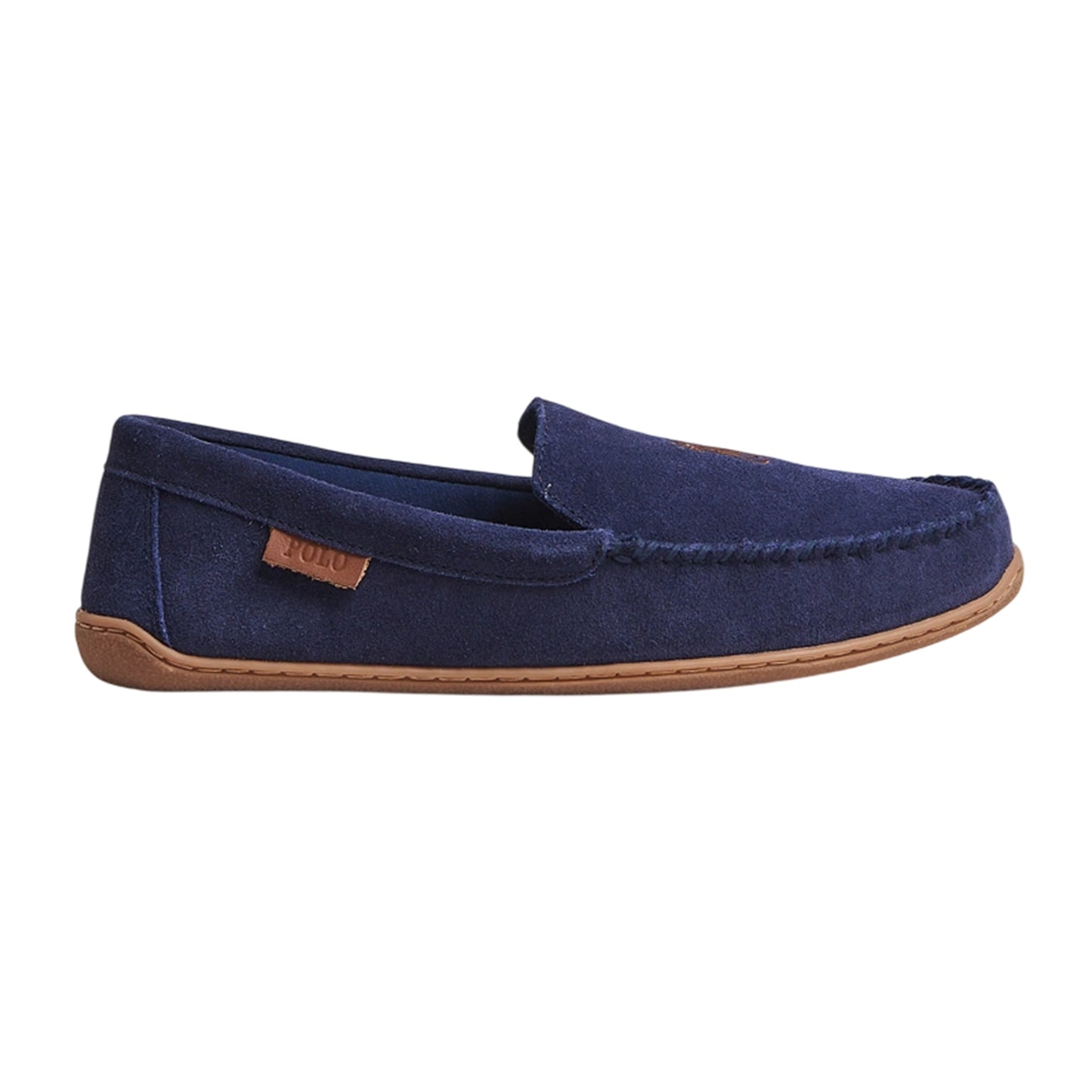 Navy-Red - Front - Ralph Lauren Mens Brenan Suede Flat Moccasin Slippers