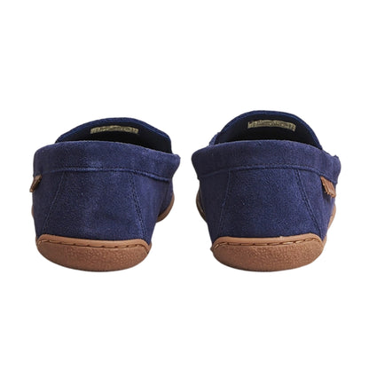 Navy-Red - Back - Ralph Lauren Mens Brenan Suede Flat Moccasin Slippers