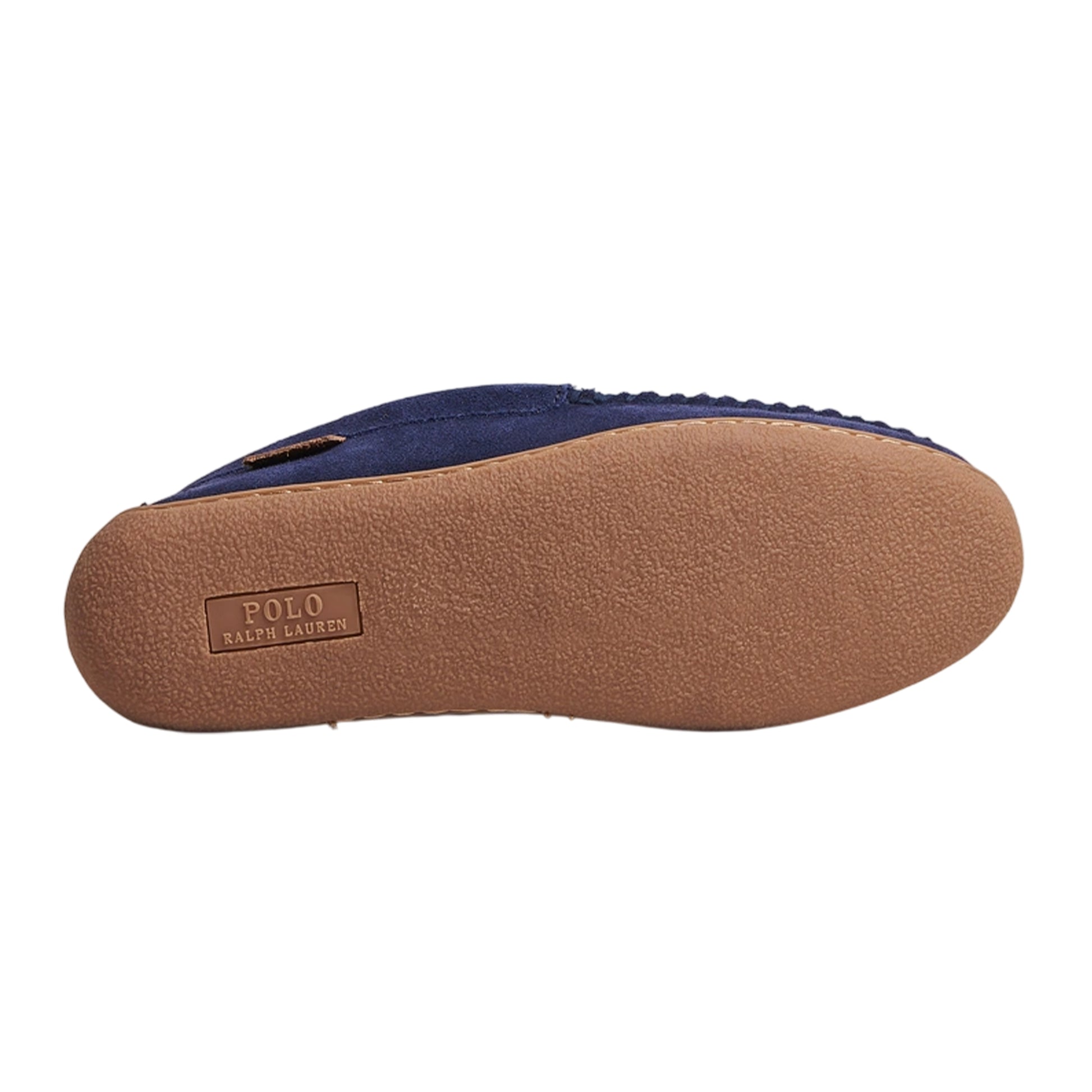 Navy-Red - Side - Ralph Lauren Mens Brenan Suede Flat Moccasin Slippers