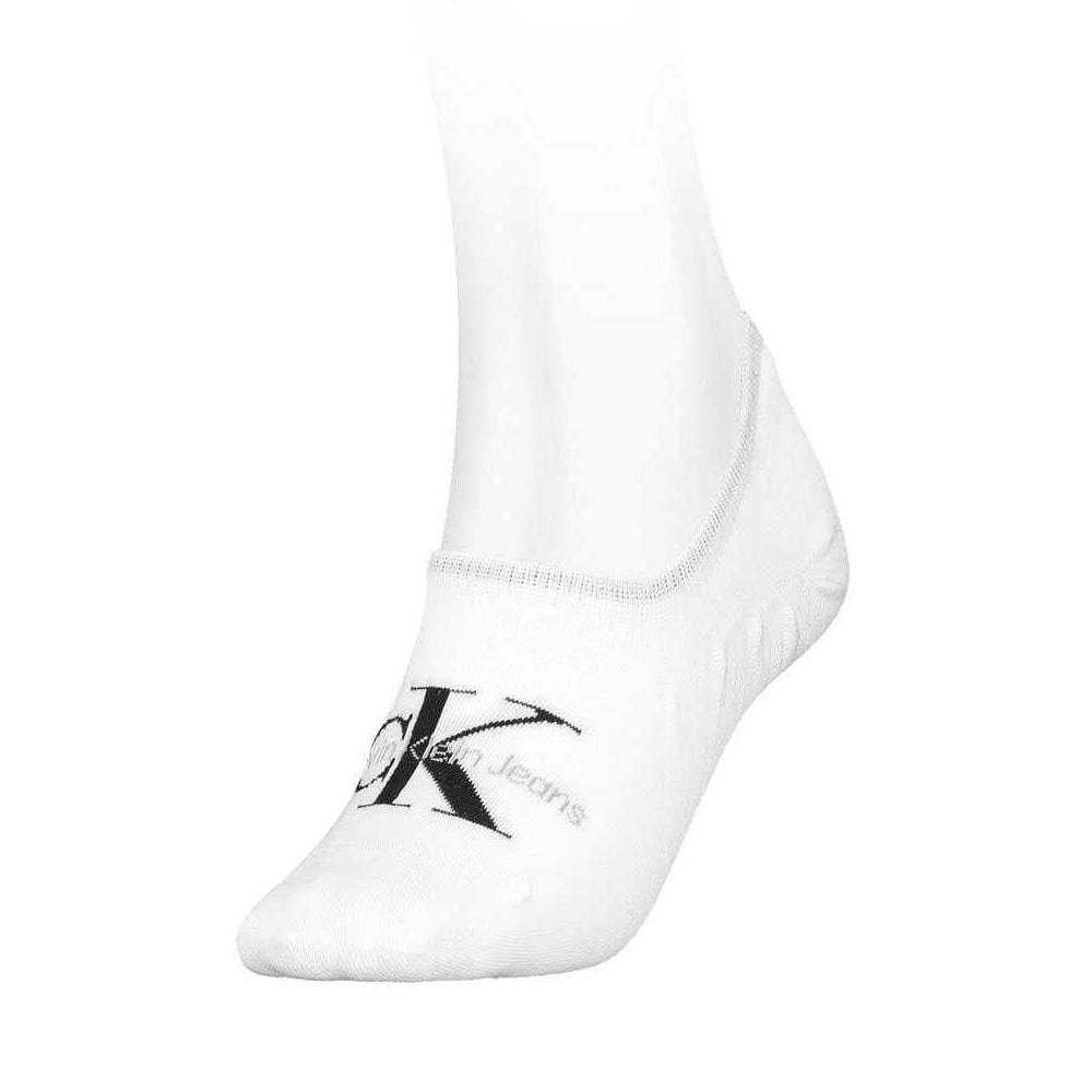 White - Back - Calvin Klein Womens-Ladies Footie Cotton Blend No-Show Socks