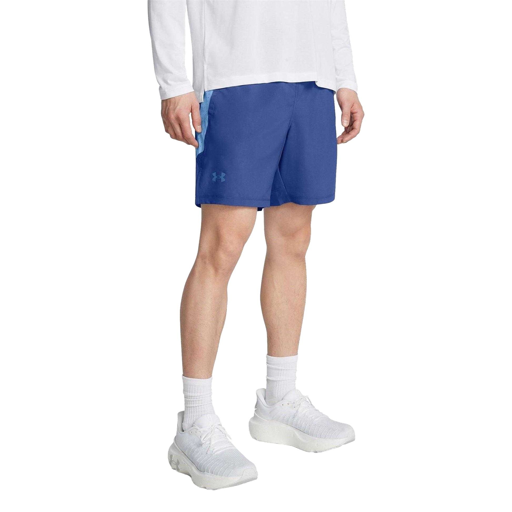 Blue - Lifestyle - Under Armour Mens Launch 2 in 1 Regular Running Shorts