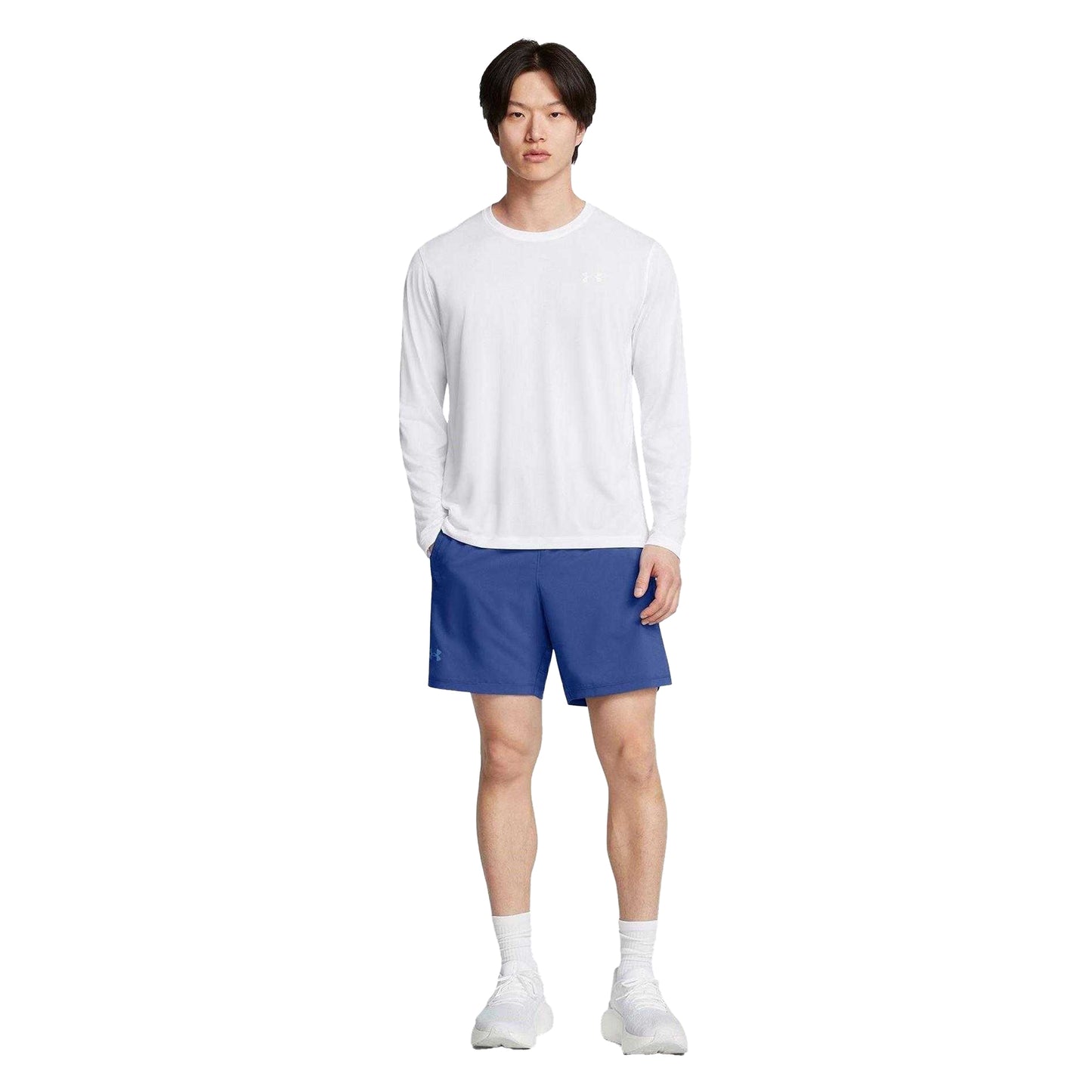Blue - Pack Shot - Under Armour Mens Launch 2 in 1 Regular Running Shorts