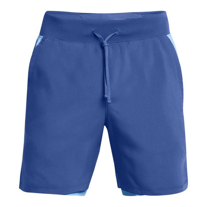 Blue - Front - Under Armour Mens Launch 2 in 1 Regular Running Shorts