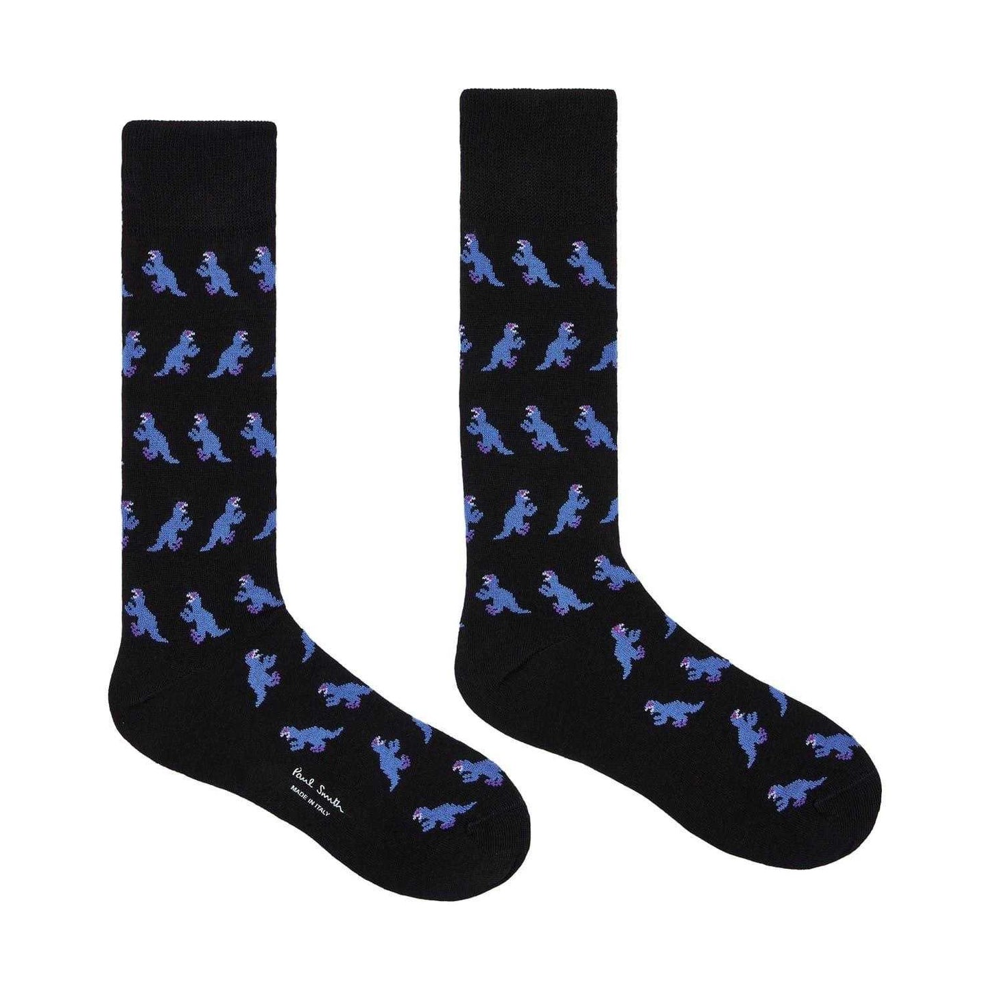 Black - Side - Paul Smith Mens Dinosaur Crew Socks