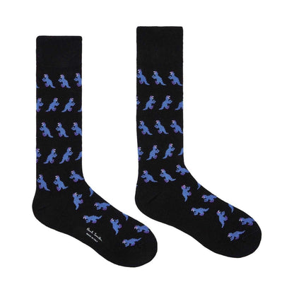 Black - Side - Paul Smith Mens Dinosaur Crew Socks