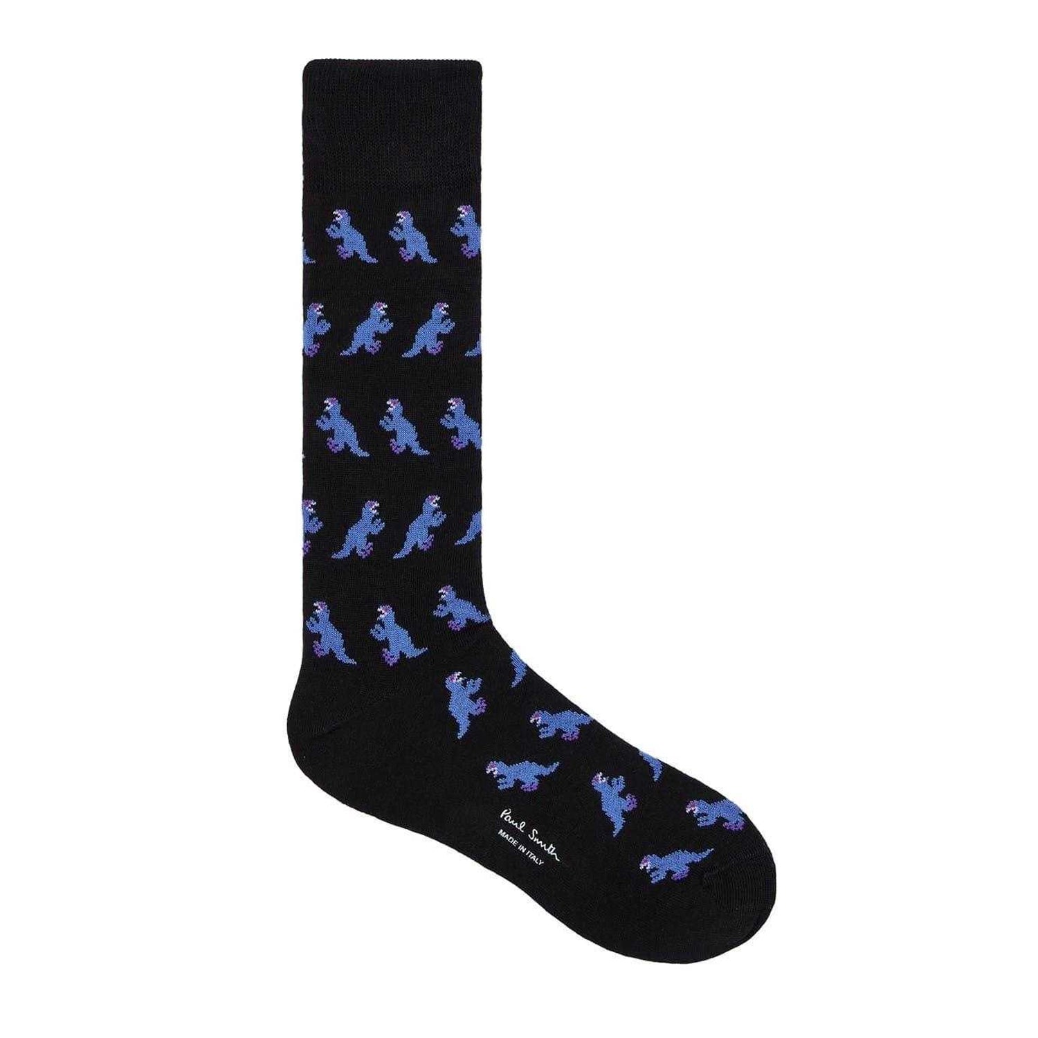 Black - Front - Paul Smith Mens Dinosaur Crew Socks