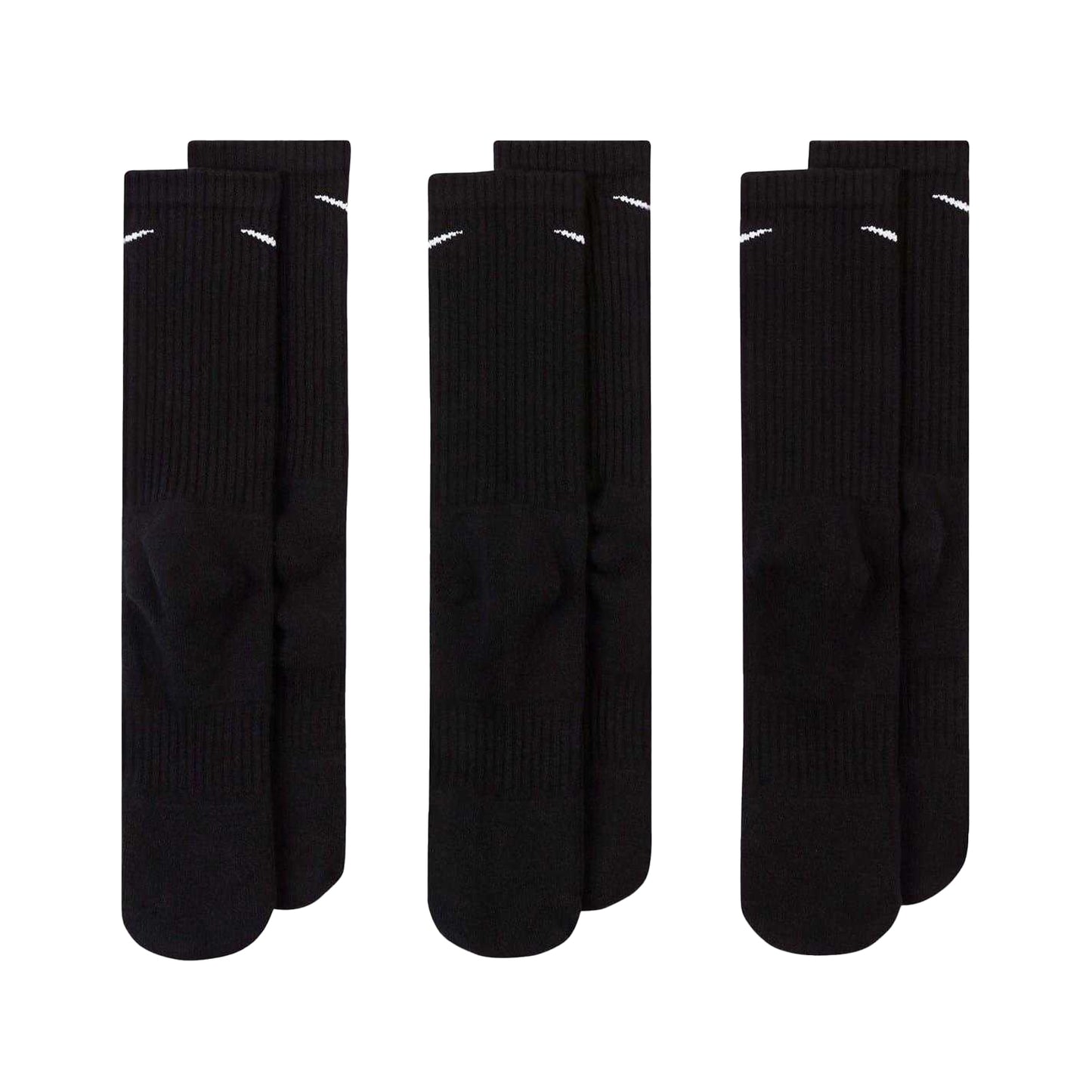 Black-White - Back - Nike Unisex Adult Everyday Cushioned Crew Socks (Pack of 3)