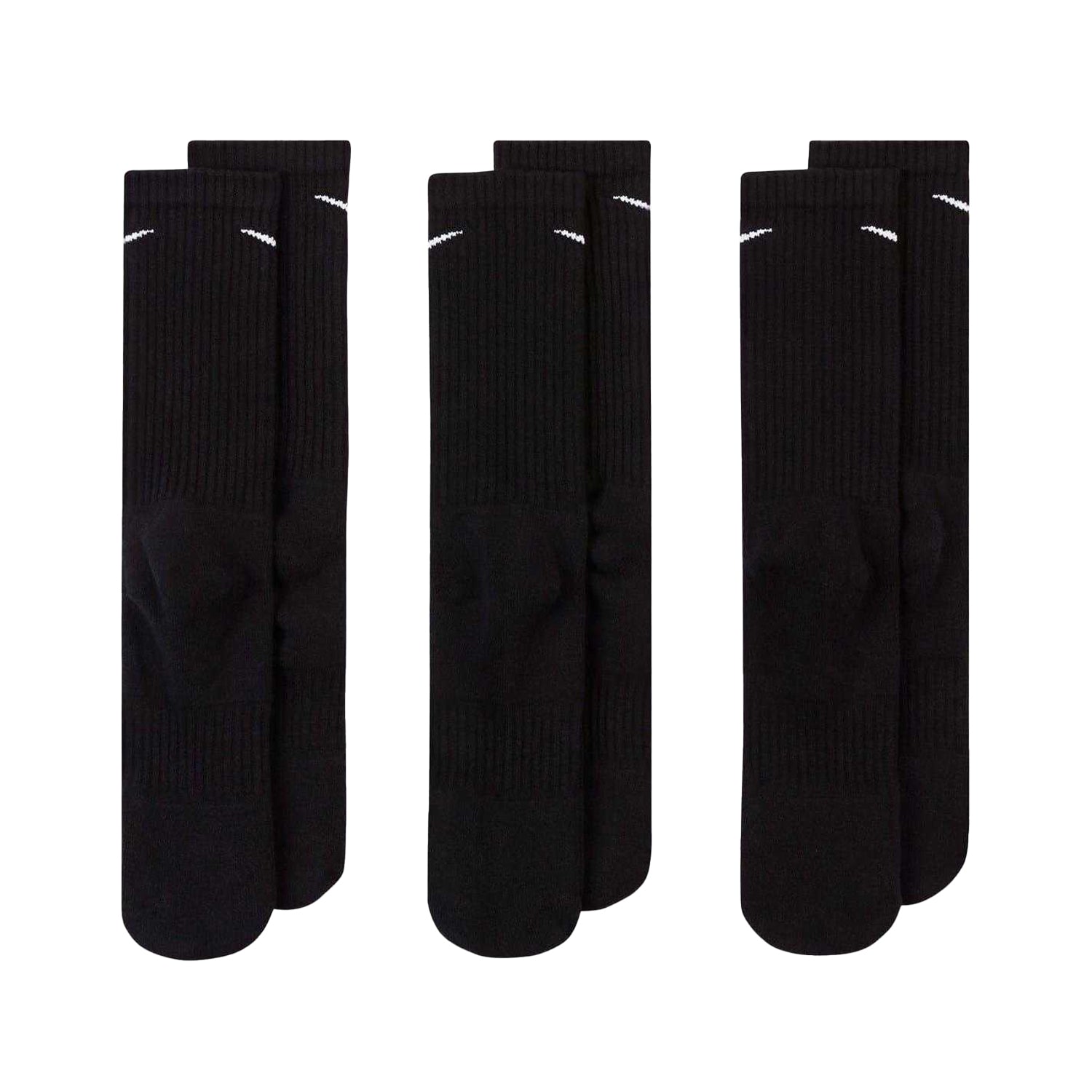 Black-White - Back - Nike Unisex Adult Everyday Cushioned Crew Socks (Pack of 3)