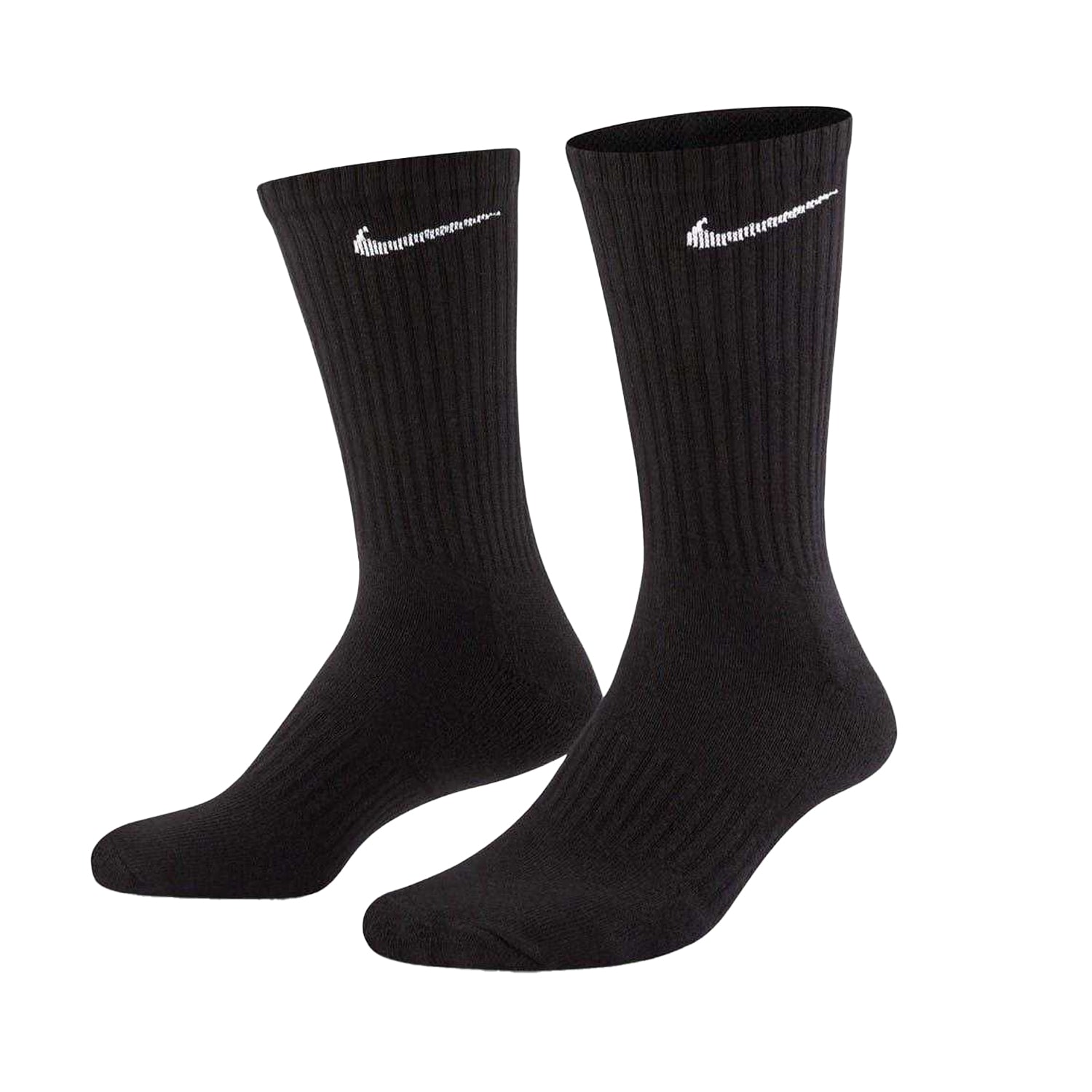 Black-White - Side - Nike Unisex Adult Everyday Cushioned Crew Socks (Pack of 3)