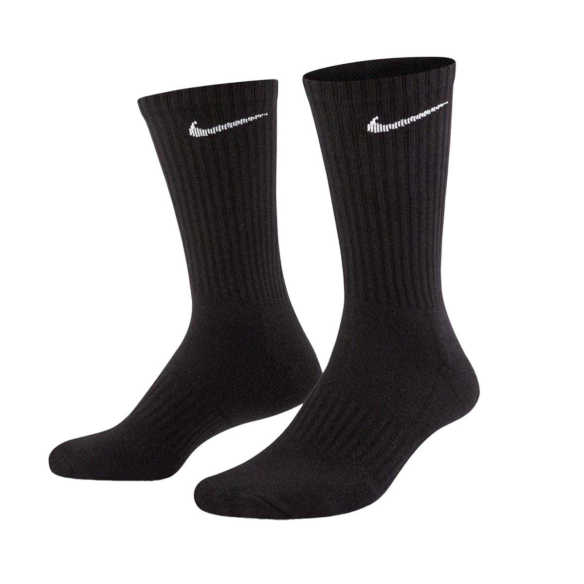 Black-White - Side - Nike Unisex Adult Everyday Cushioned Crew Socks (Pack of 3)