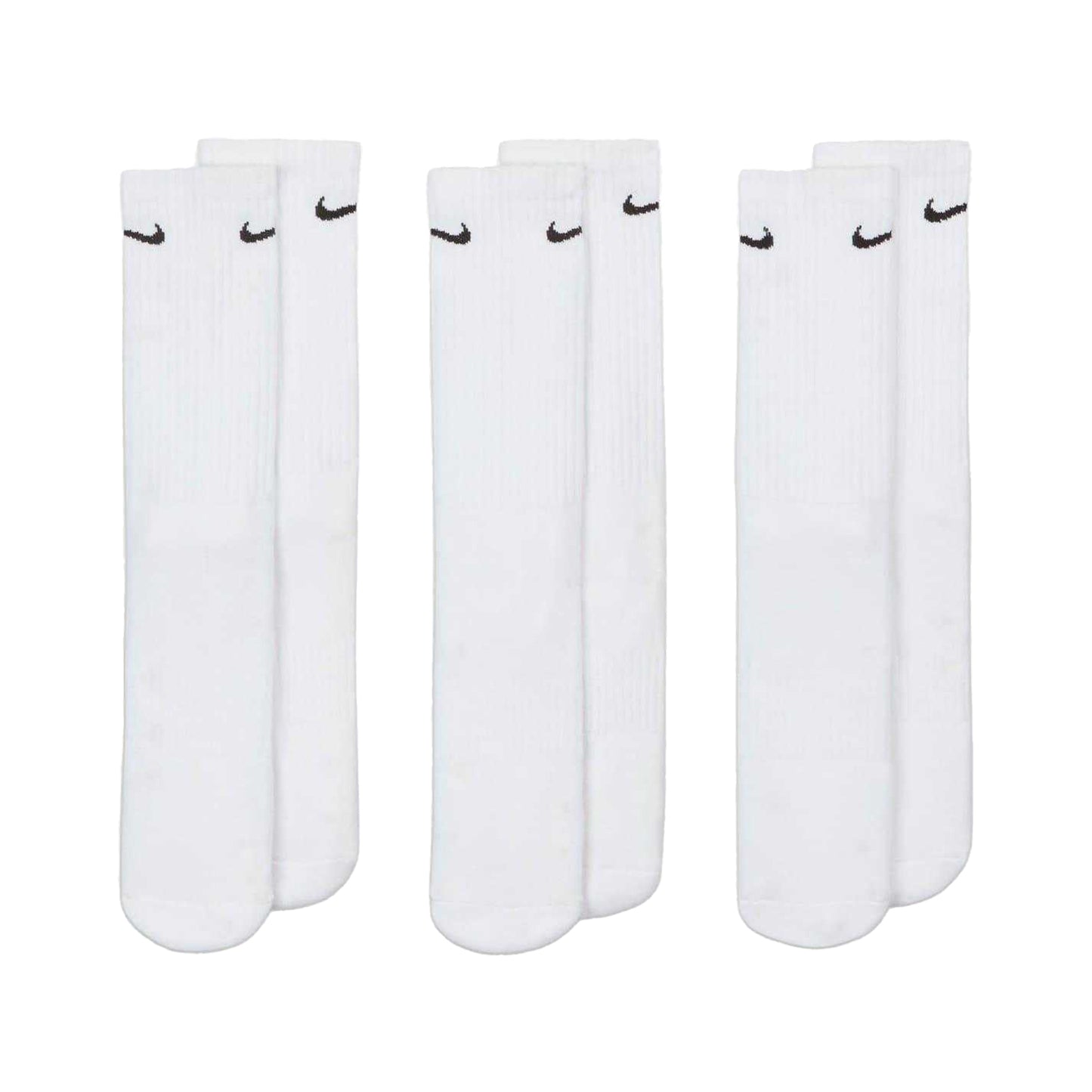 White-Black - Front - Nike Unisex Adult Everyday Cushioned Crew Socks (Pack of 3)