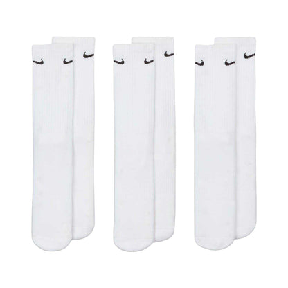 White-Black - Front - Nike Unisex Adult Everyday Cushioned Crew Socks (Pack of 3)
