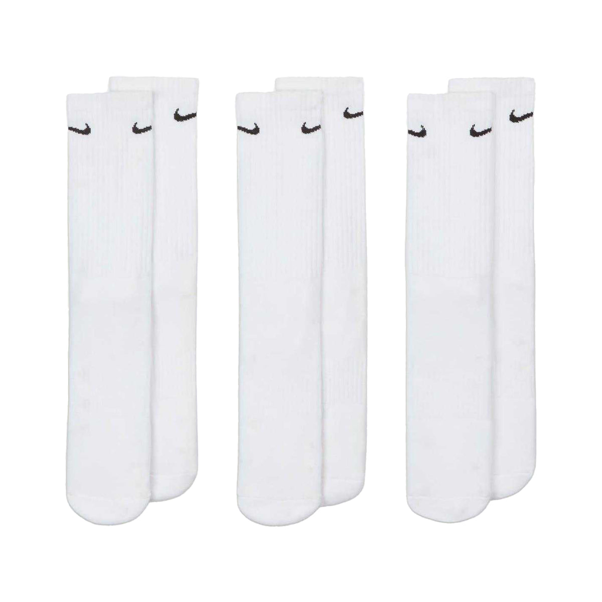 White-Black - Front - Nike Unisex Adult Everyday Cushioned Crew Socks (Pack of 3)
