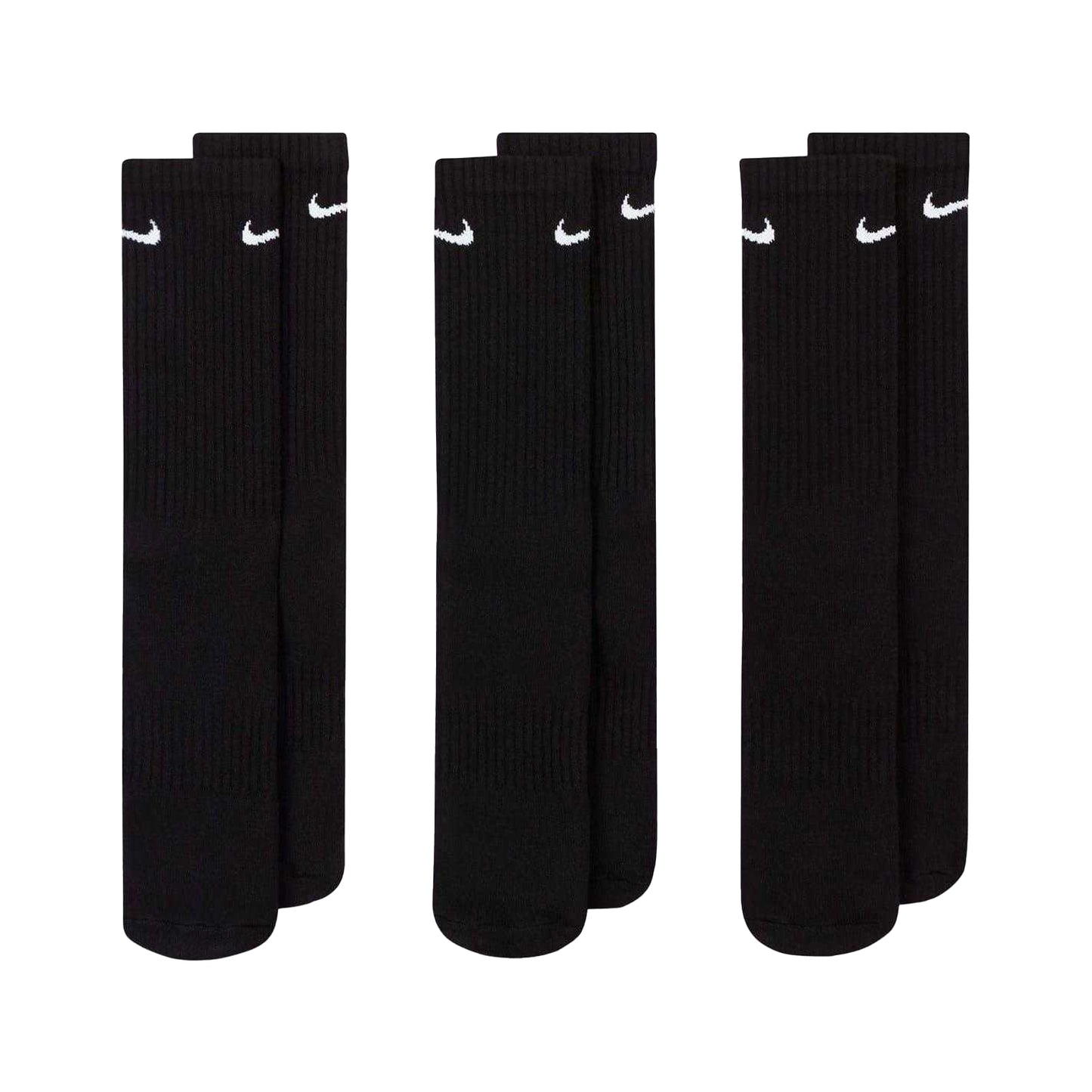 Black-White - Front - Nike Unisex Adult Everyday Cushioned Crew Socks (Pack of 3)