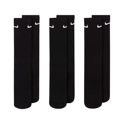Black-White - Front - Nike Unisex Adult Everyday Cushioned Crew Socks (Pack of 3)