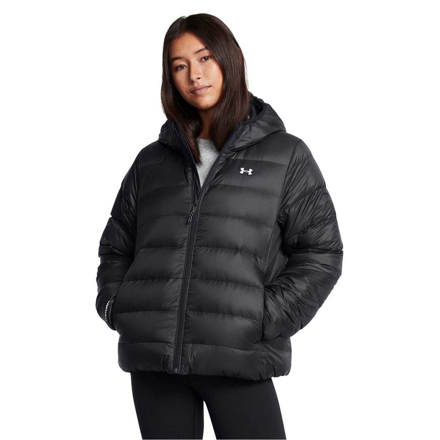 Black - Side - Under Armour Womens-Ladies Legend Hooded Jacket