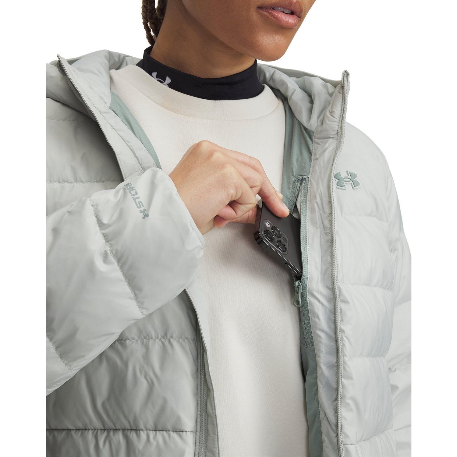 Green - Side - Under Armour Womens-Ladies Legend Hooded Jacket