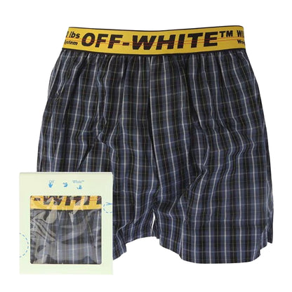 Blue - Back - Off White Mens Classic Industrial Checked Boxer Shorts