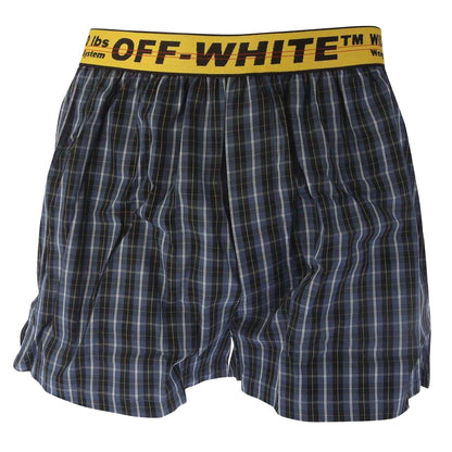 Blue - Front - Off White Mens Classic Industrial Checked Boxer Shorts