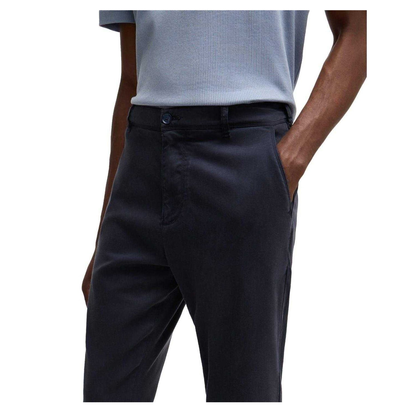 Dark Blue - Side - Boss Mens Straight Chinos