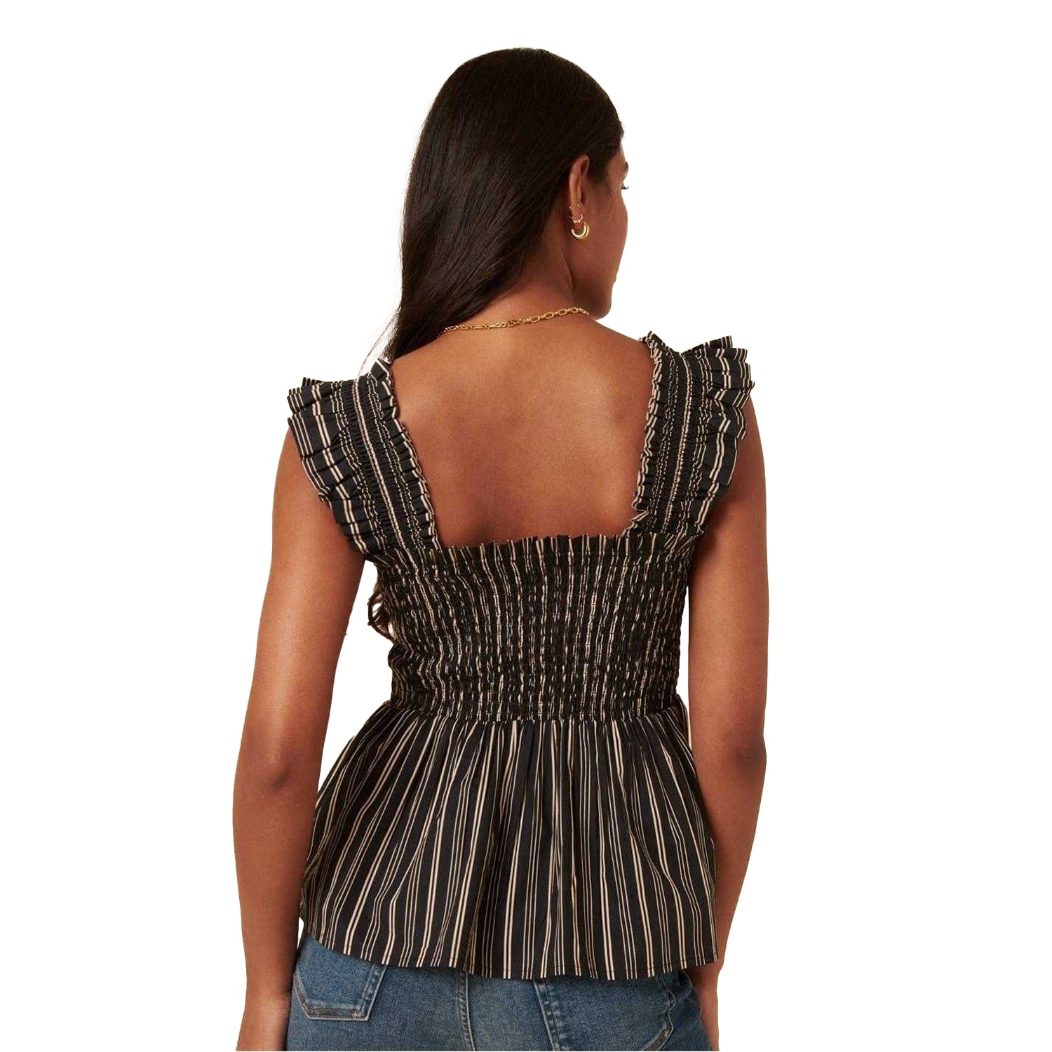 Navy - Back - Nobody´s Child Womens-Ladies Christina Striped Tailored Top