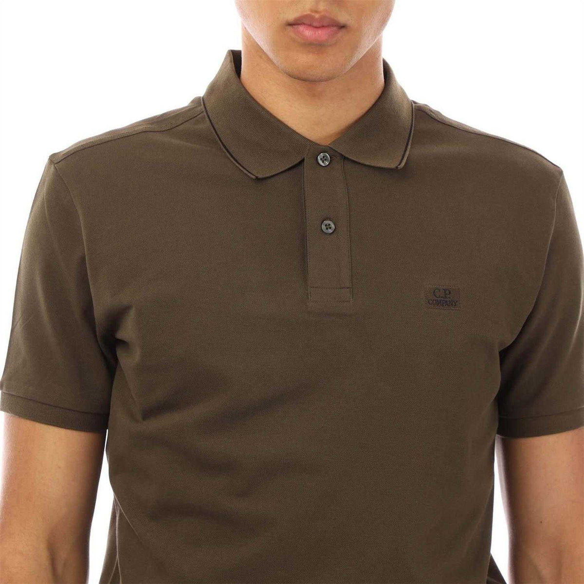 Green - Side - C.P. Company Mens Logo Polo Shirt