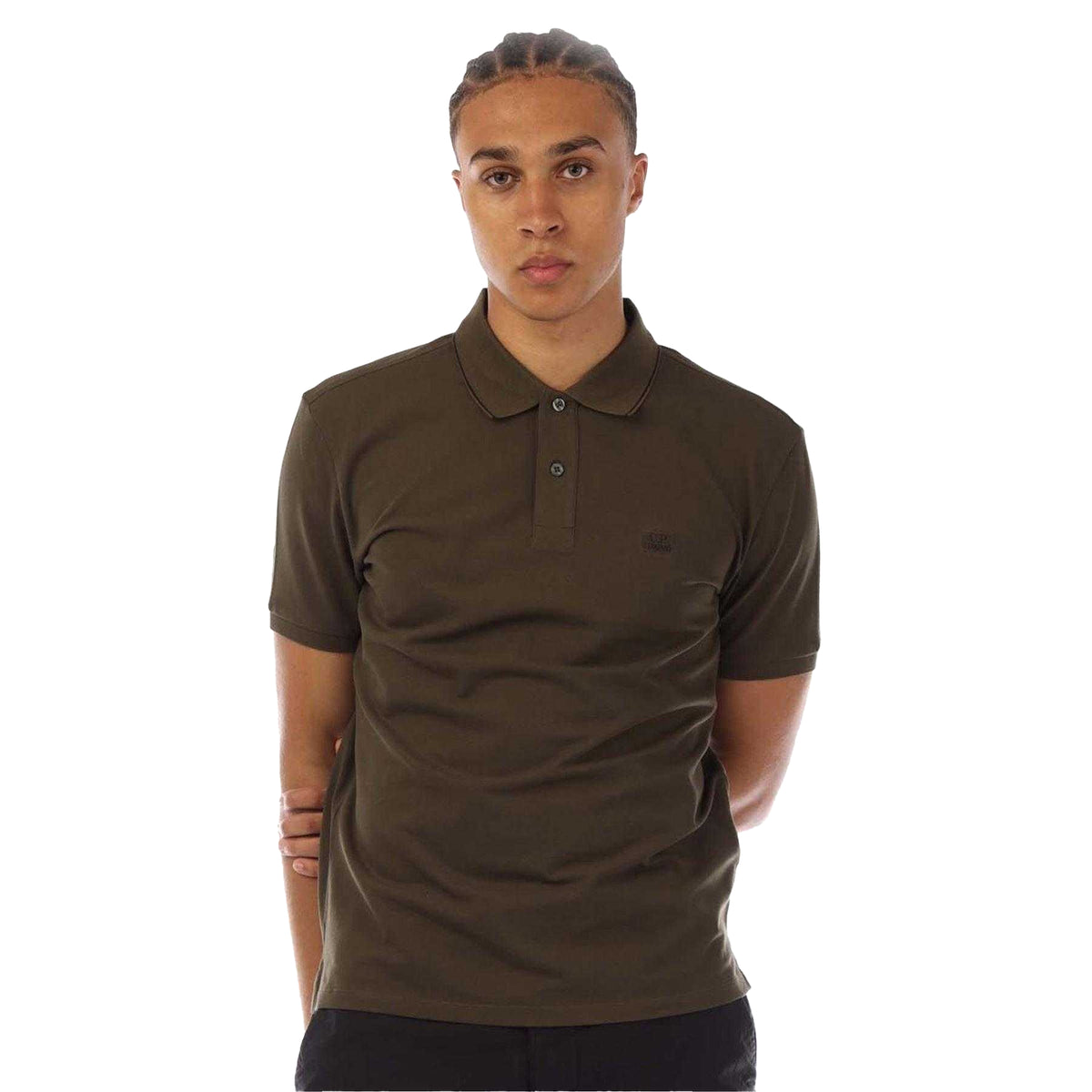 Green - Front - C.P. Company Mens Logo Polo Shirt
