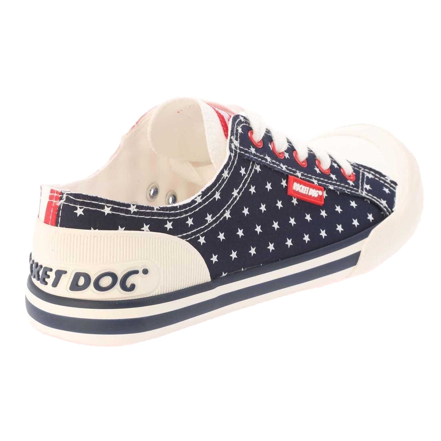 Red-Navy - Back - Rocket Dog Womens-Ladies Jazzin Spangle Banner Trainers