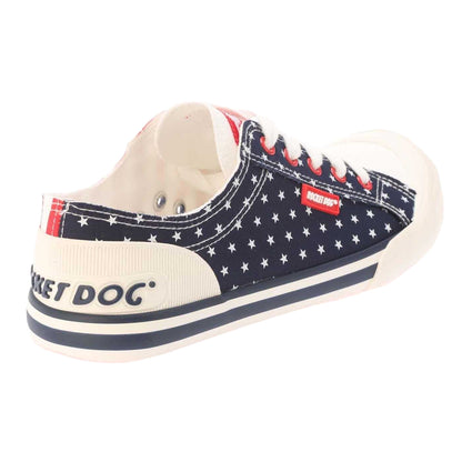 Red-Navy - Back - Rocket Dog Womens-Ladies Jazzin Spangle Banner Trainers