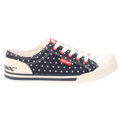 Red-Navy - Side - Rocket Dog Womens-Ladies Jazzin Spangle Banner Trainers