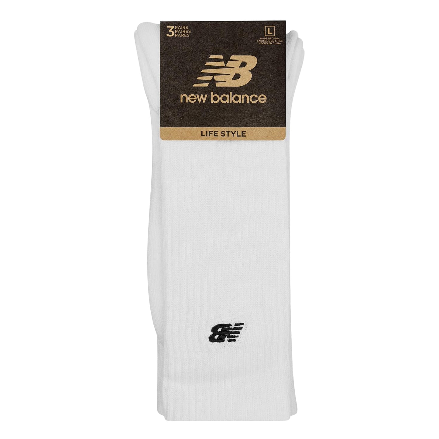 White - Side - New Balance Unisex Adult Crew Socks (Pack of 3)