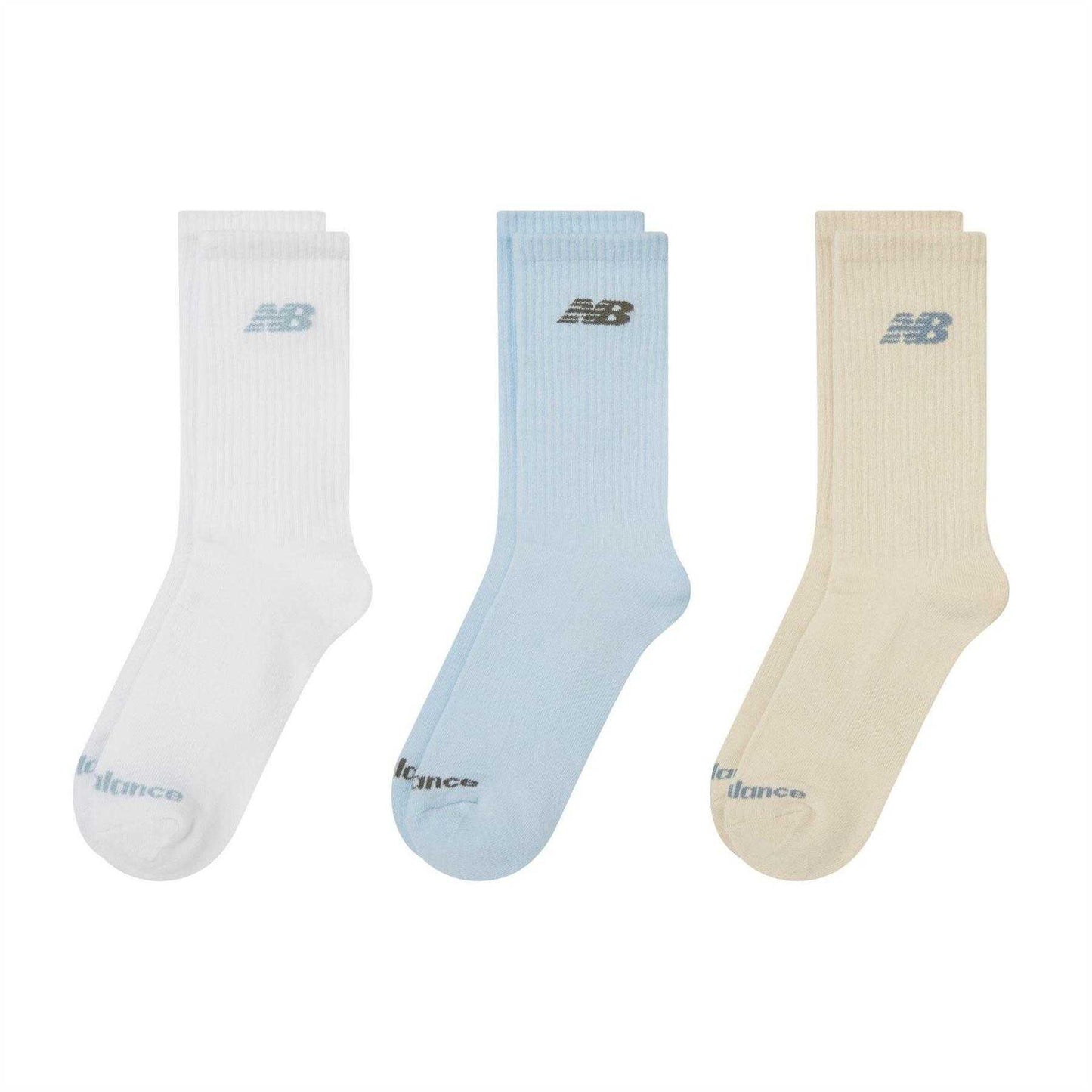 White-Blue-Cream - Front - New Balance Unisex Adult Crew Socks (Pack of 3)