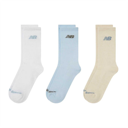 White-Blue-Cream - Front - New Balance Unisex Adult Crew Socks (Pack of 3)