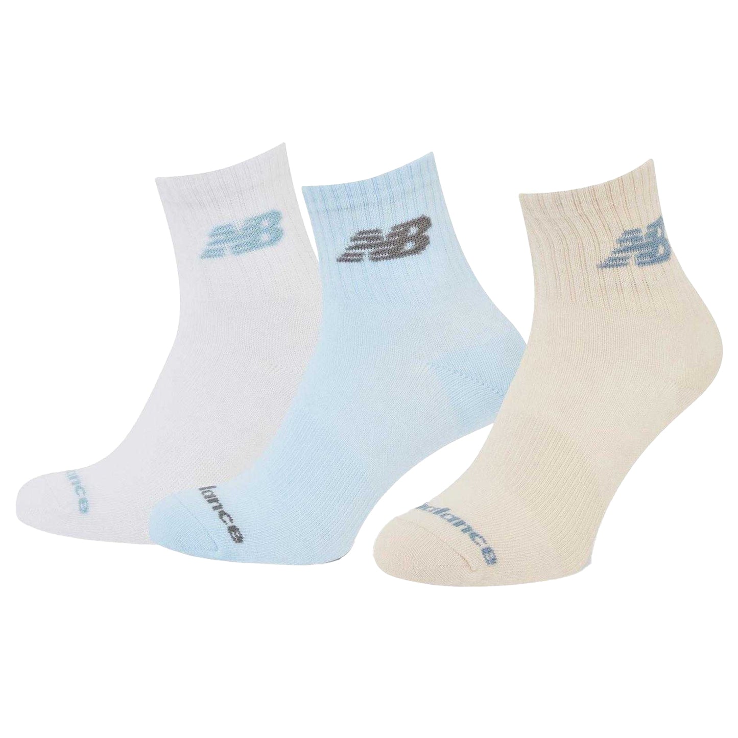 White-Blue-Cream - Back - New Balance Unisex Adult Crew Socks (Pack of 3)