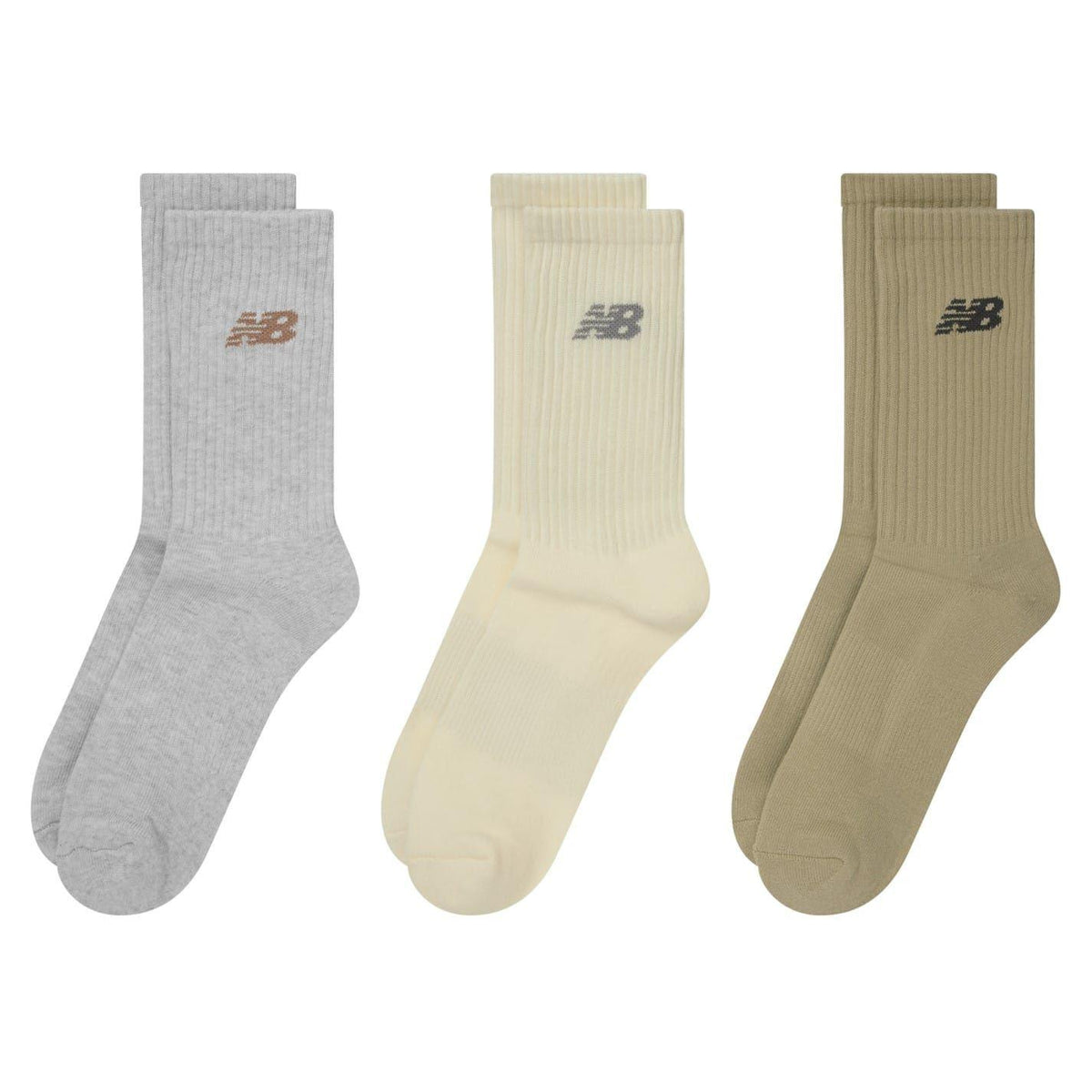 Multicoloured - Front - New Balance Unisex Adult Crew Socks (Pack of 3)