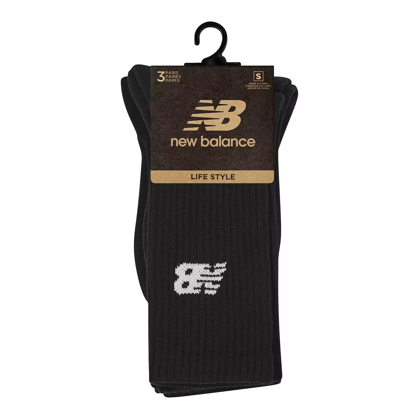 Black - Side - New Balance Unisex Adult Crew Socks (Pack of 3)