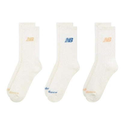 Ecru - Front - New Balance Unisex Adult Crew Socks (Pack of 3)