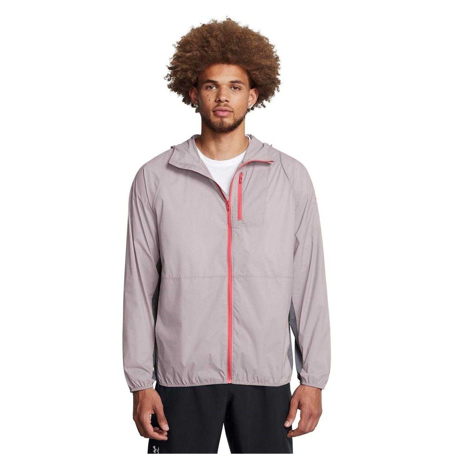 Grey - Side - Under Armour Mens Launch Performance Lightweight Jacket