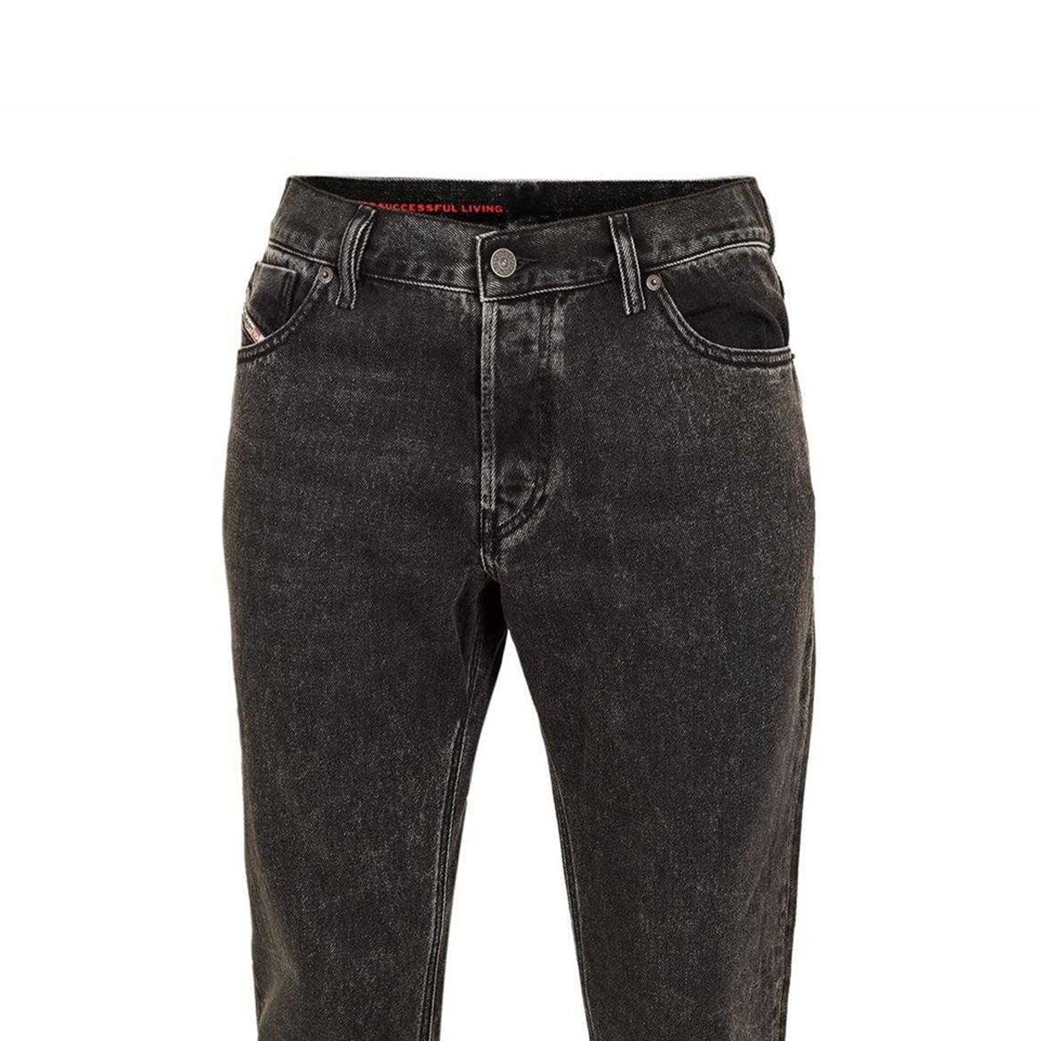 Charcoal Grey - Side - Diesel Mens 1995 Straight Leg Jeans