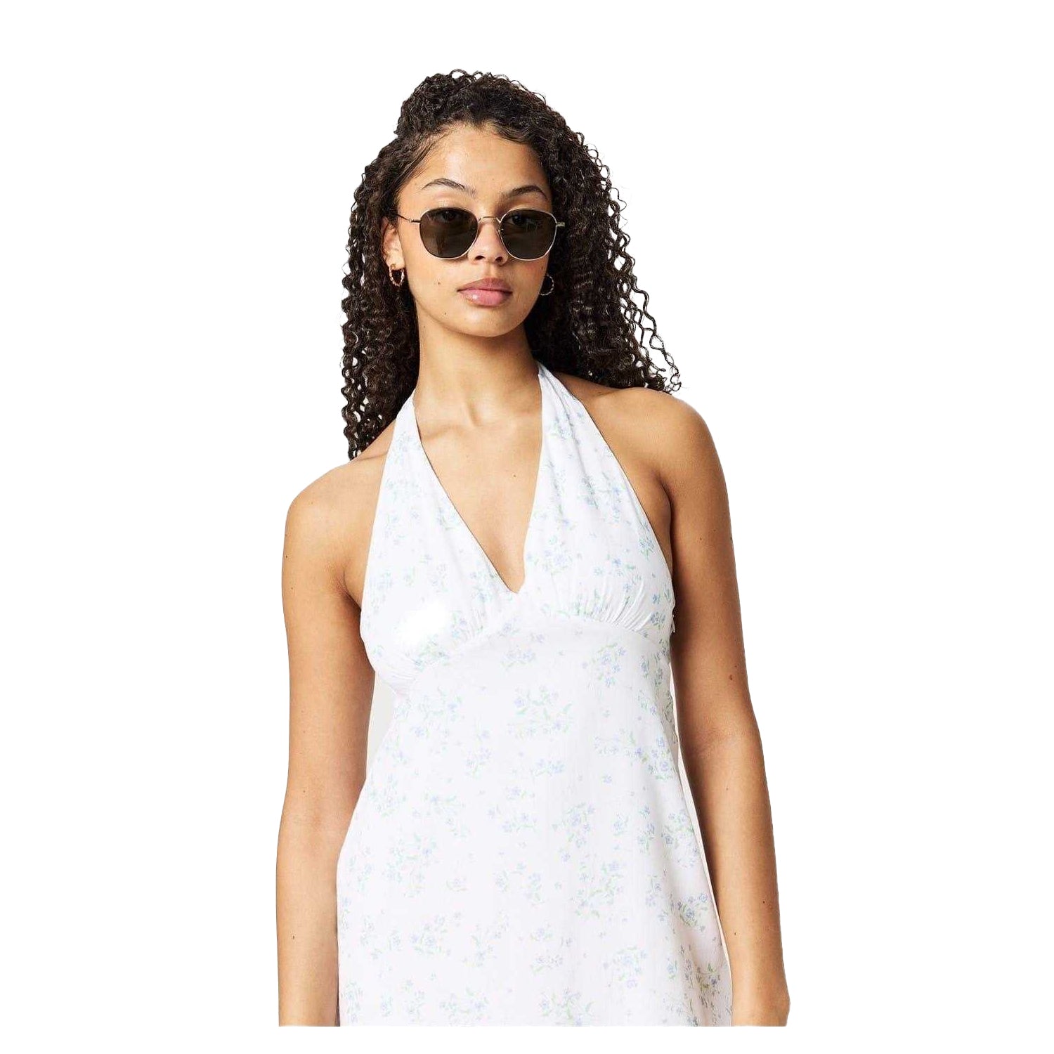 White-Blue - Side - Jack Wills Womens-Ladies Floral Halter Neck Mini Dress