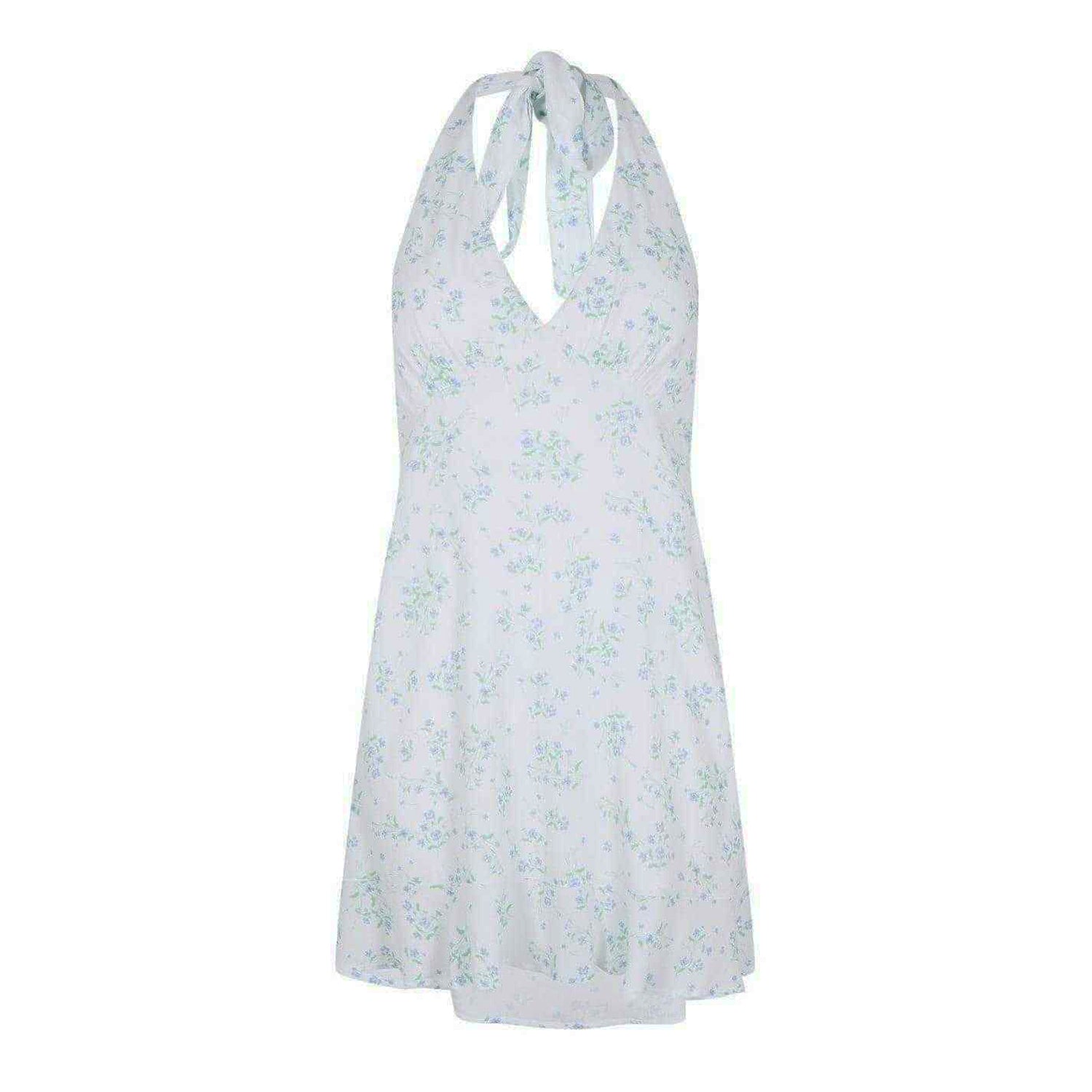 White-Blue - Front - Jack Wills Womens-Ladies Floral Halter Neck Mini Dress