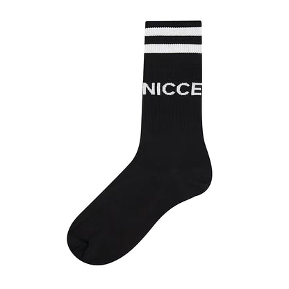 Black - Back - Nicce Mens Contrast Striped Crew Socks (Pack of 3)