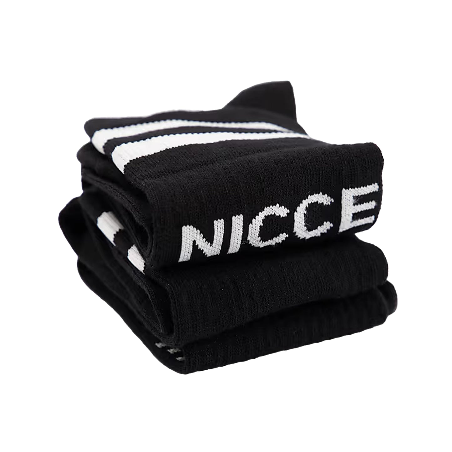 Black - Side - Nicce Mens Contrast Striped Crew Socks (Pack of 3)