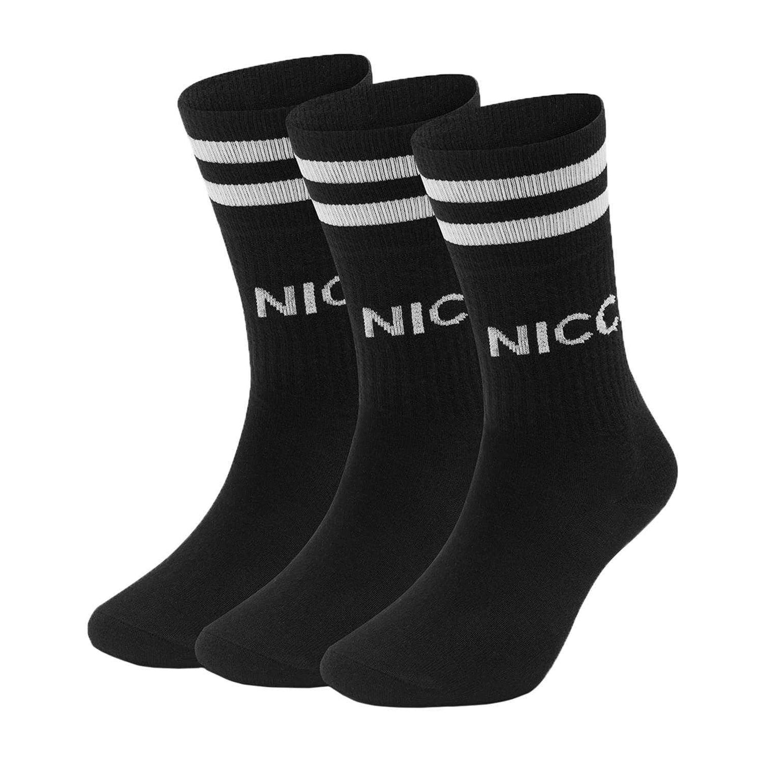 Black - Front - Nicce Mens Contrast Striped Crew Socks (Pack of 3)