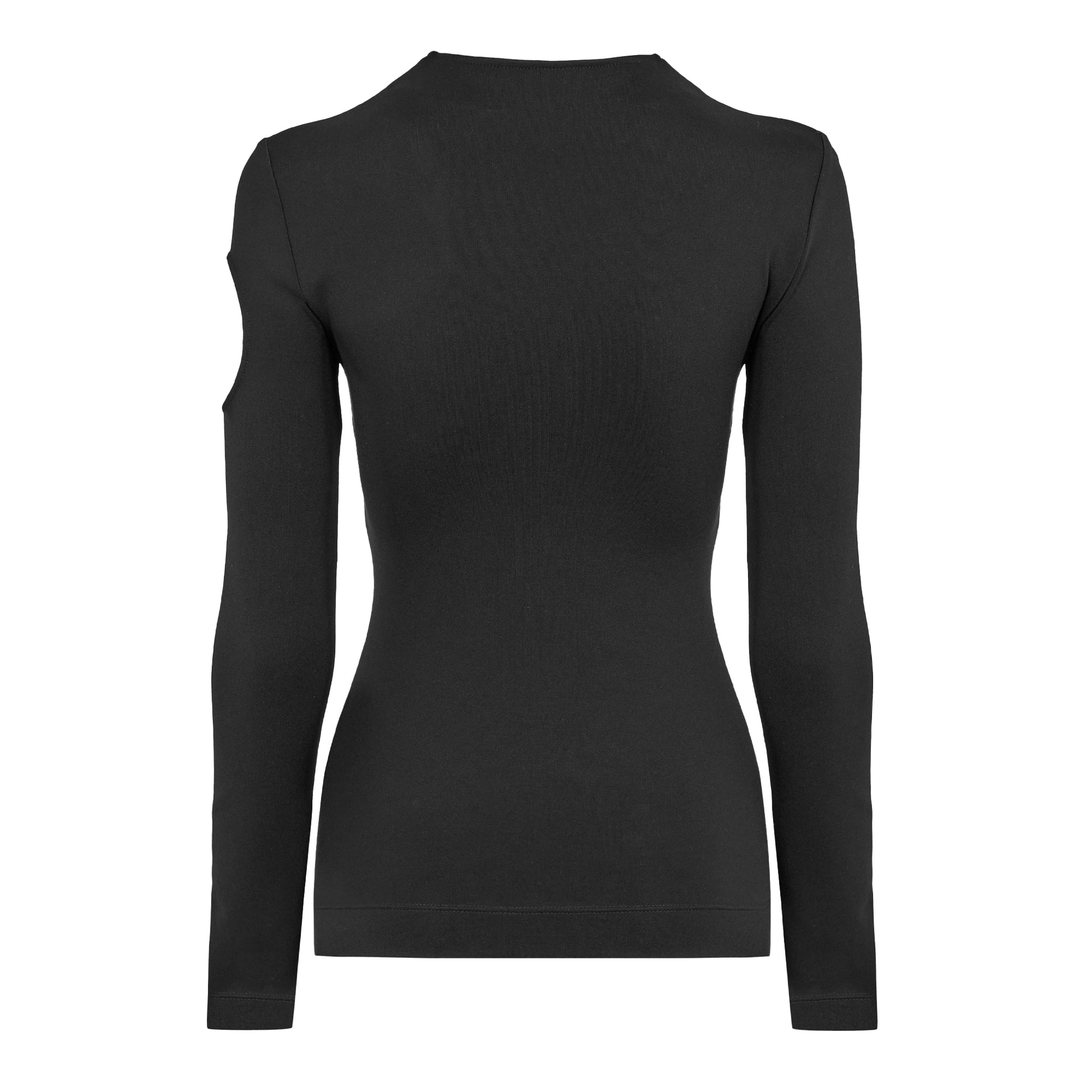 Black - Back - Off White Womens-Ladies Meteor Cut Out Long-Sleeved Top