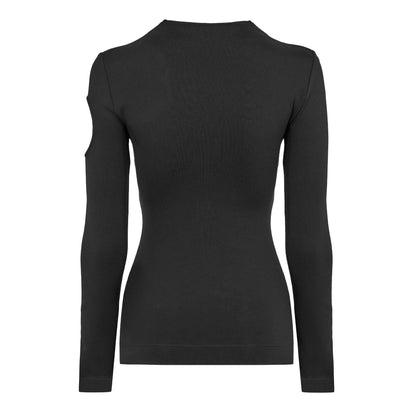 Black - Back - Off White Womens-Ladies Meteor Cut Out Long-Sleeved Top