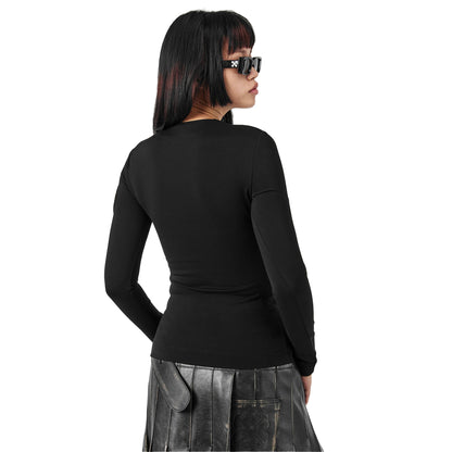 Black - Lifestyle - Off White Womens-Ladies Meteor Cut Out Long-Sleeved Top