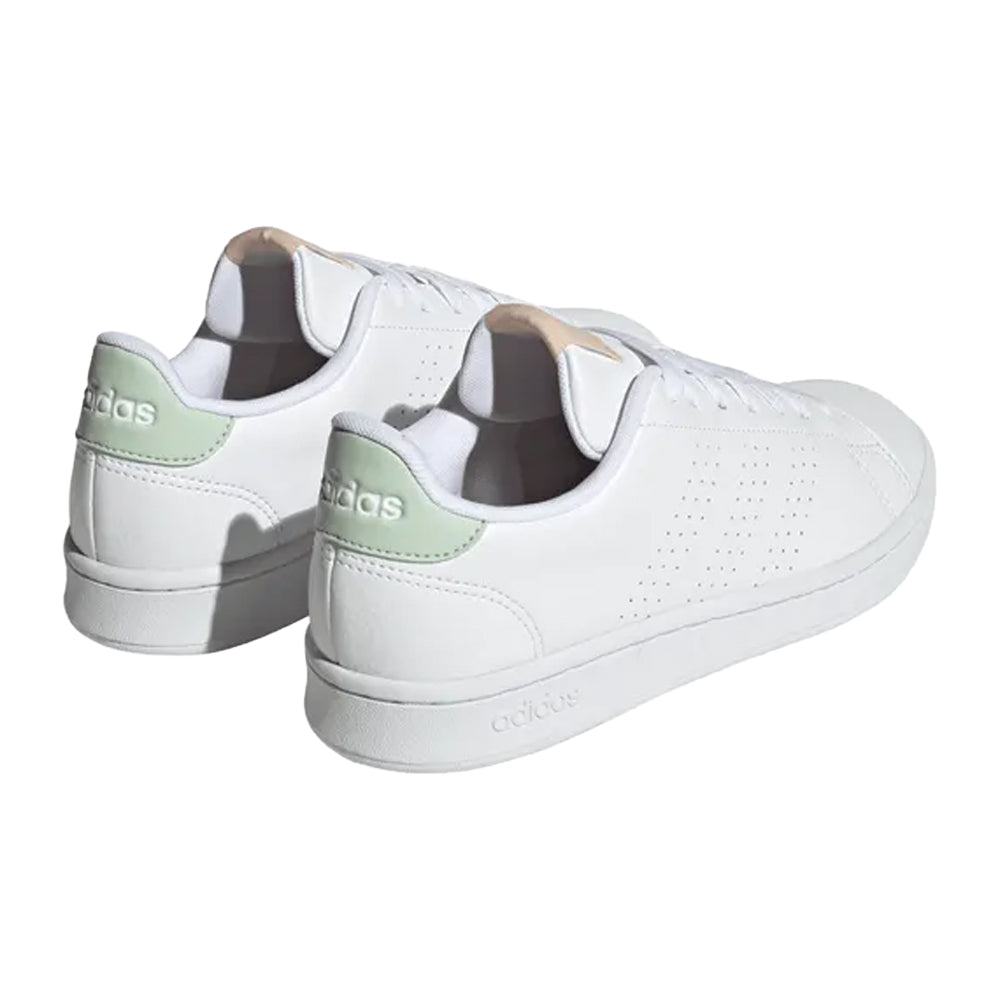 White - Back - Adidas Womens-Ladies Advantage Leather Trainers